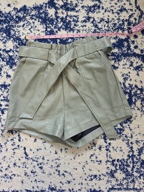 Petal & Pup Sage Green High-Waist Paperbag Shorts with Belt